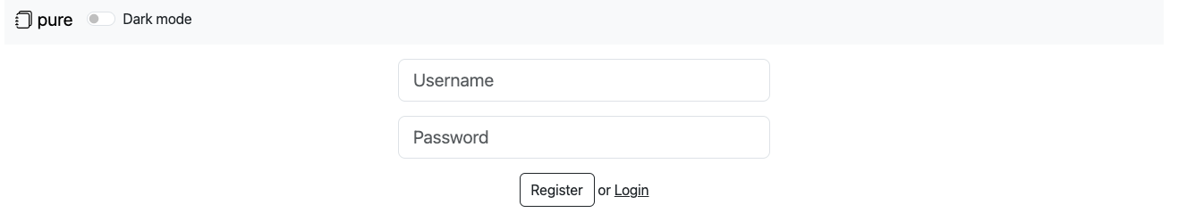 Example of registration screen